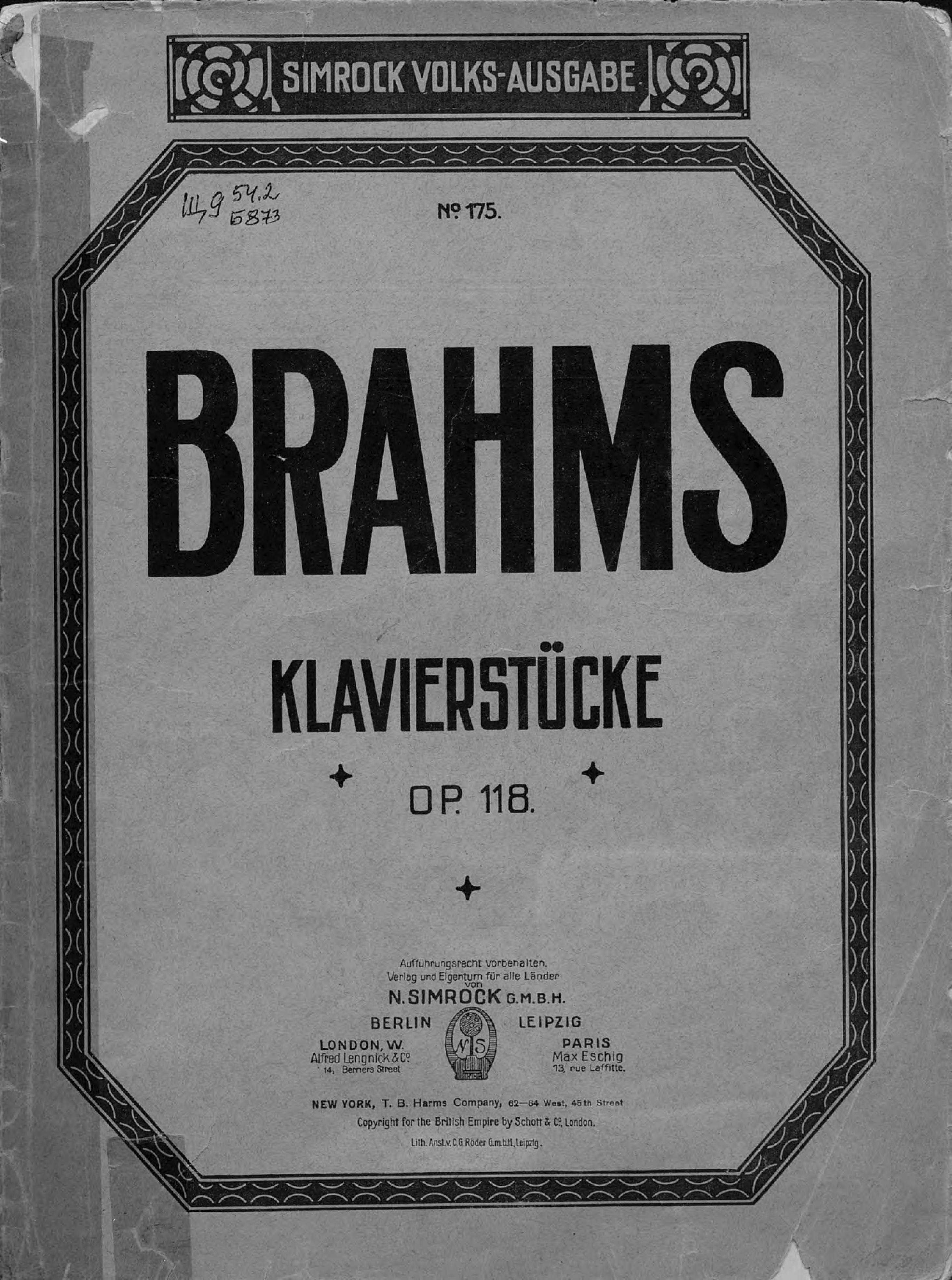 Иоганнес Брамс Sechs Klavierstucke v. J. Brahms
