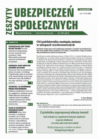 

Zeszyty Ubezpieczeń Społecznych wrzesień 2013
